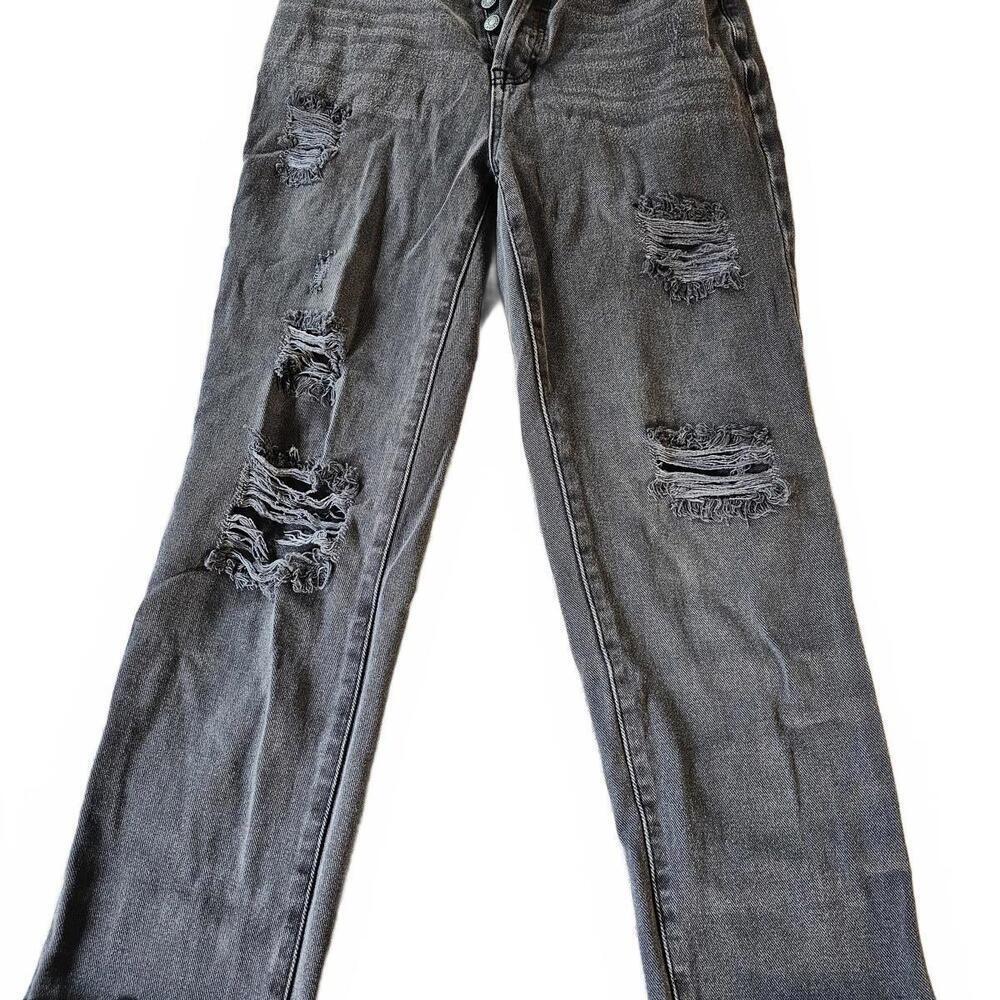 PacSun Distressed Black Denim Jeans Size 25 - Picture 1 of 5